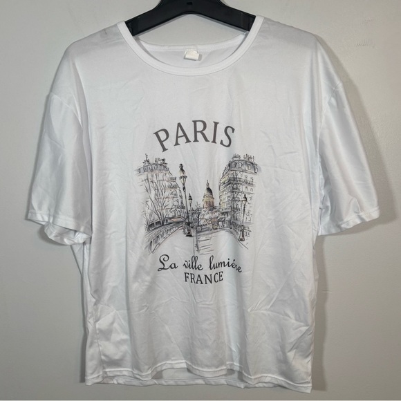Tops - Paris Graphic Tee La Ville Lumière France White Short Sleeve Shirt L